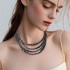 *NEW* Antique Silver Bohemian Bead Necklace